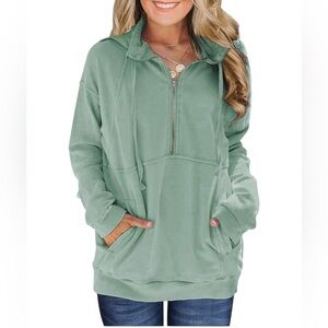 Davenil Women's Half Zip Hoodie Causal Long Sleeve Drawstring with Pockets XL